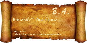 Baczkó Aniziusz névjegykártya